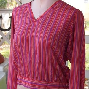 Vintage Long Sleeve Red Striped Top Liz Claiborne